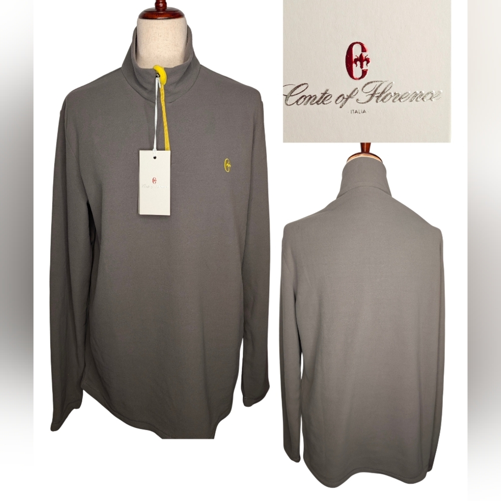 New Conte Of Florence Men's Fleece Half Zip Up Sweatshirt Sweater XL